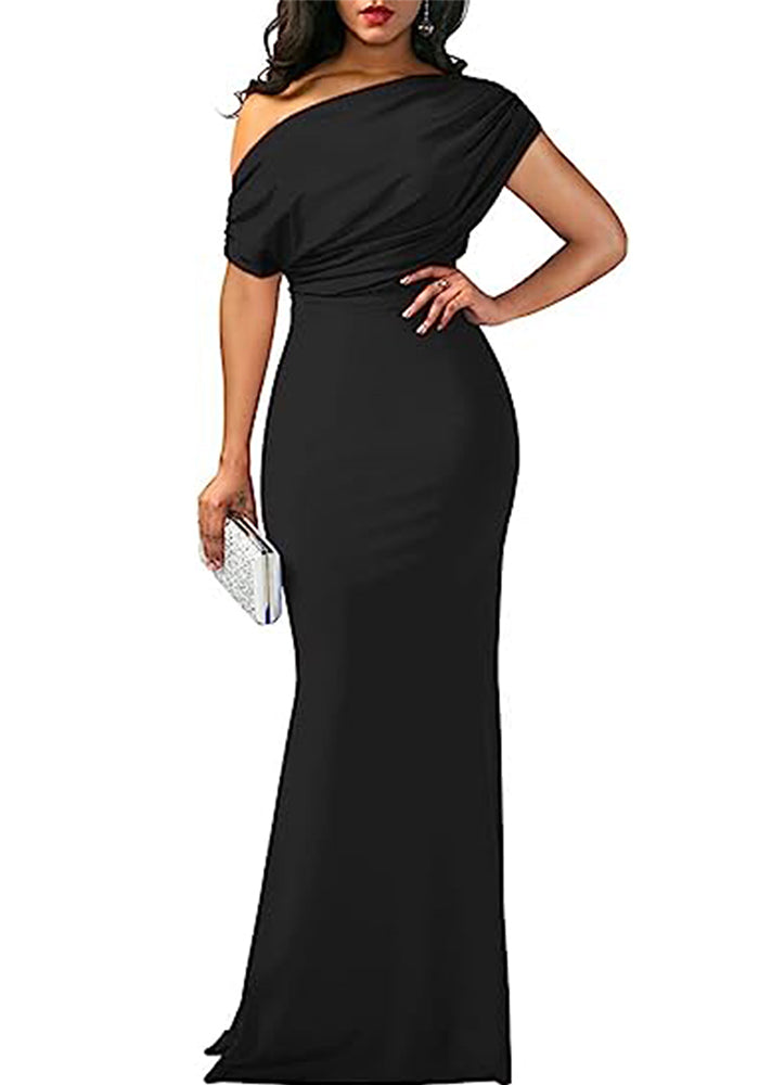 Plus Size Women Solid Off Shoulder Bodycon Maxi Skirt