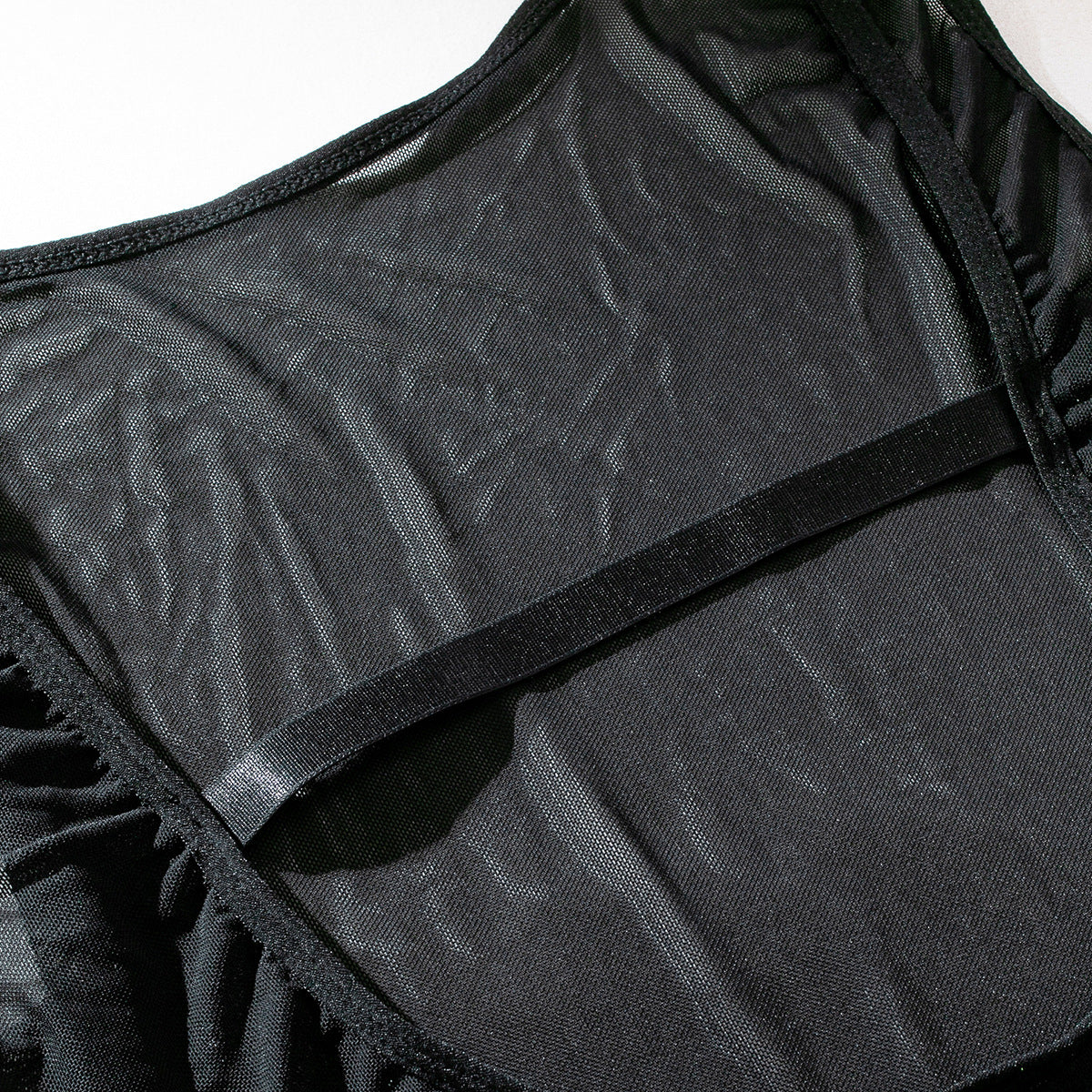BamBam Sexy Solid Mesh Bodysuit Lingerie Matching Garter Belt - BamBam