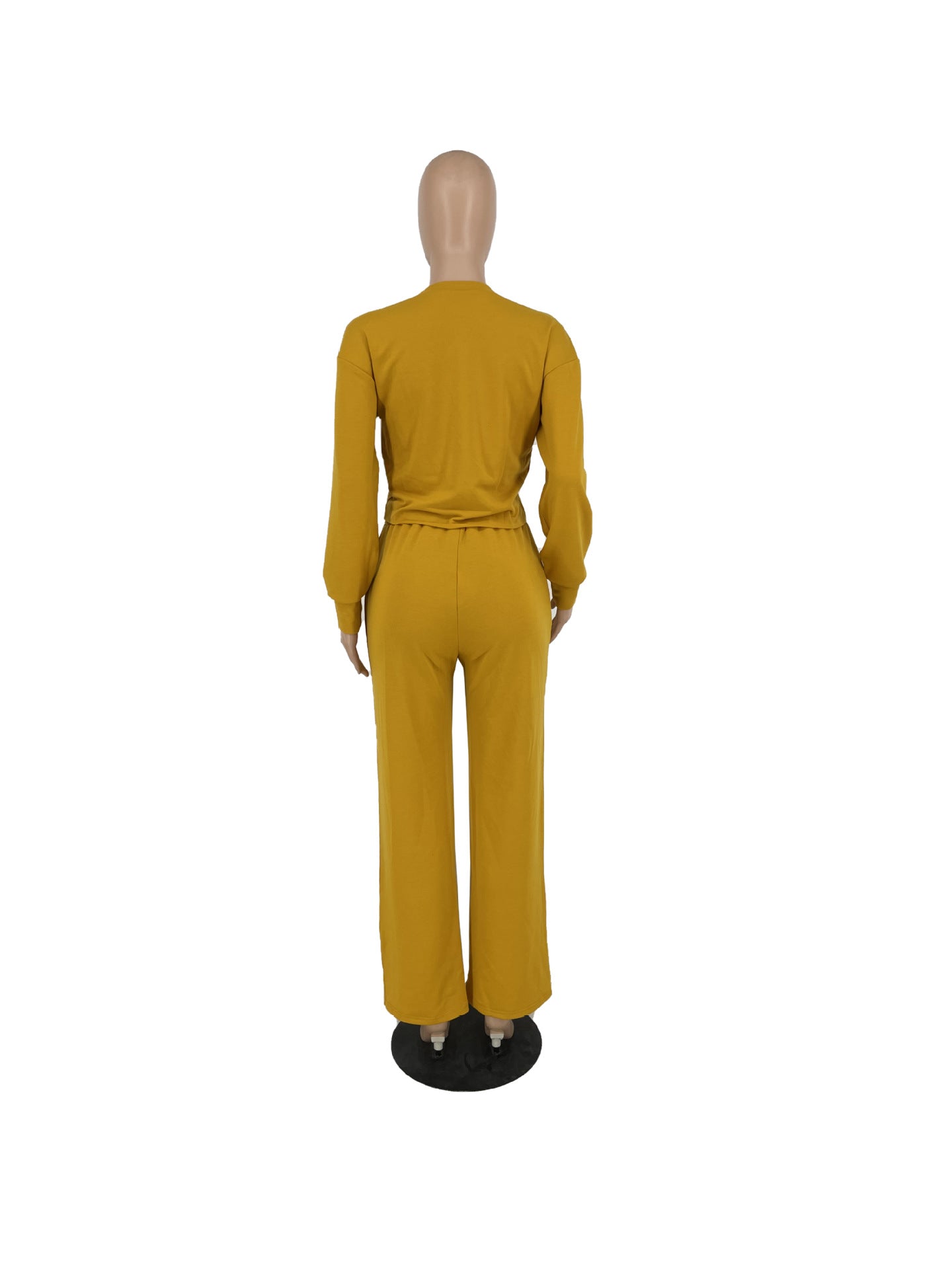 BamBam Solid Color Long Sleeve Pocket Straight Pants 2 Piece Set - BamBam