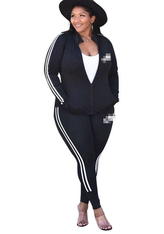 Women's Sportswear Slim Fashion Casual Jogging Two-Piece Pants Set