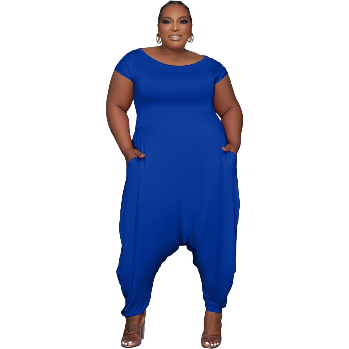 BamBam Ladies Plus Size Jumpsuit Casual Fashion Off Shoulder Plus Size Style Jumpsuit - BamBam Clothing