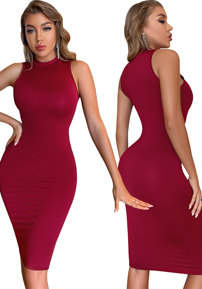 Women's Sexy Solid Round Neck Dress