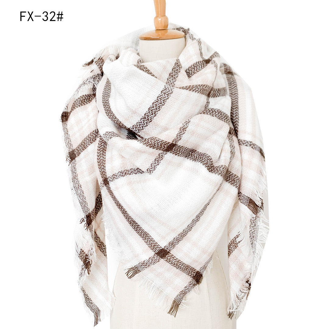 BamBam Autumn and winter imitation cashmere plaid square scarf scarf shawl - BamBam