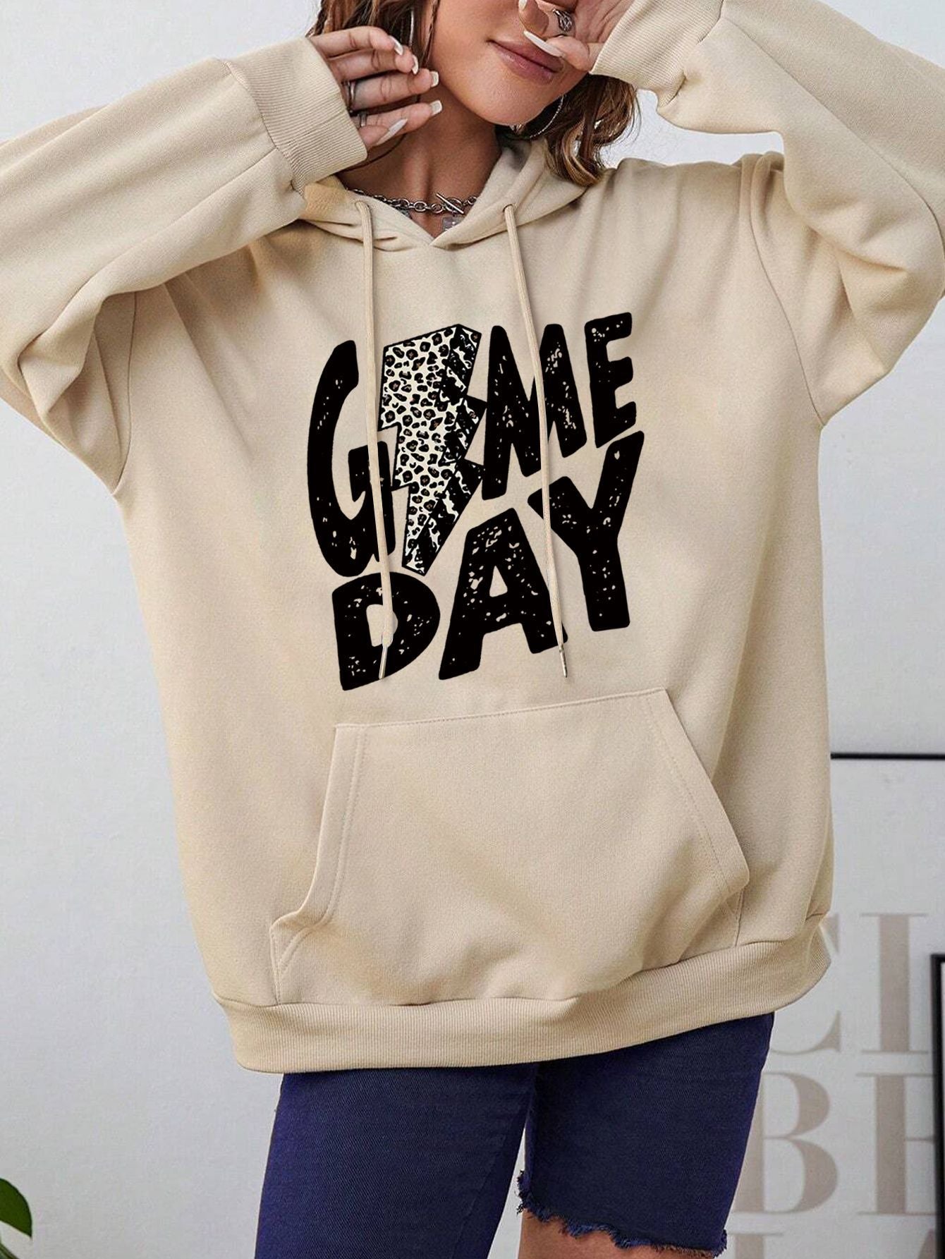 BamBam Plain Letter Graphic Oversized Plain Hoodies - BamBam