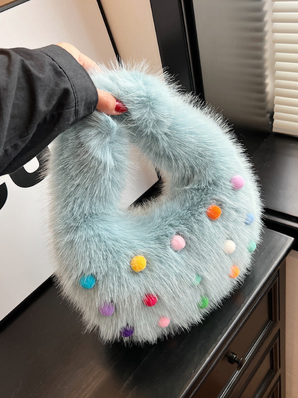 BamBam Colorful Autumn And Winter Fur Plush Handbags - BamBam