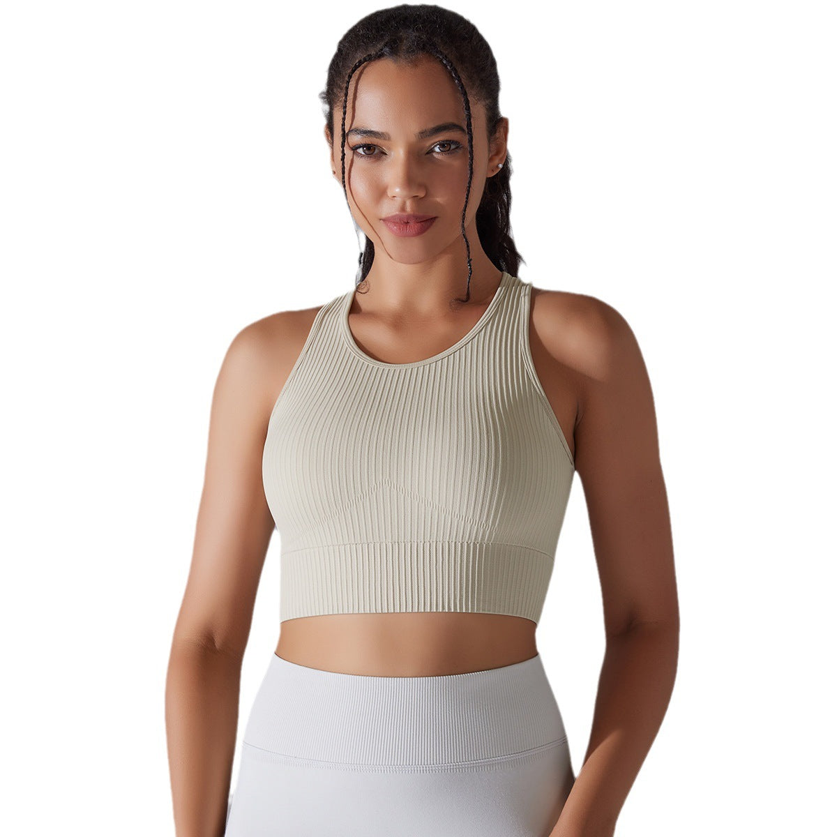 BamBam Women Seamless Knitting Solid Yoga Bra Running Tank Top - BamBam