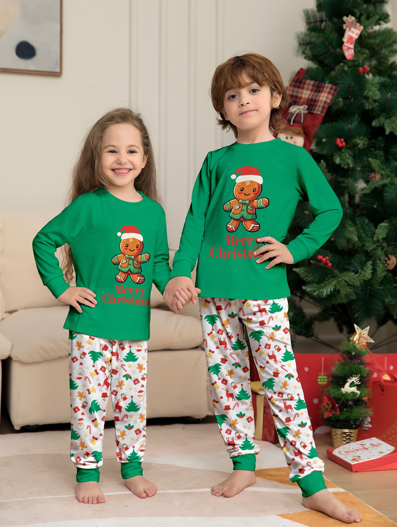 BamBam Christmas Cartoon Printed Parent-Child Family Pajamas Set - BamBam