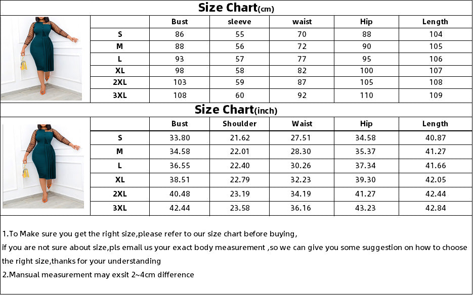 BamBam Women's fashion mesh patchwork slim bodycon slit plus size dress - BamBam