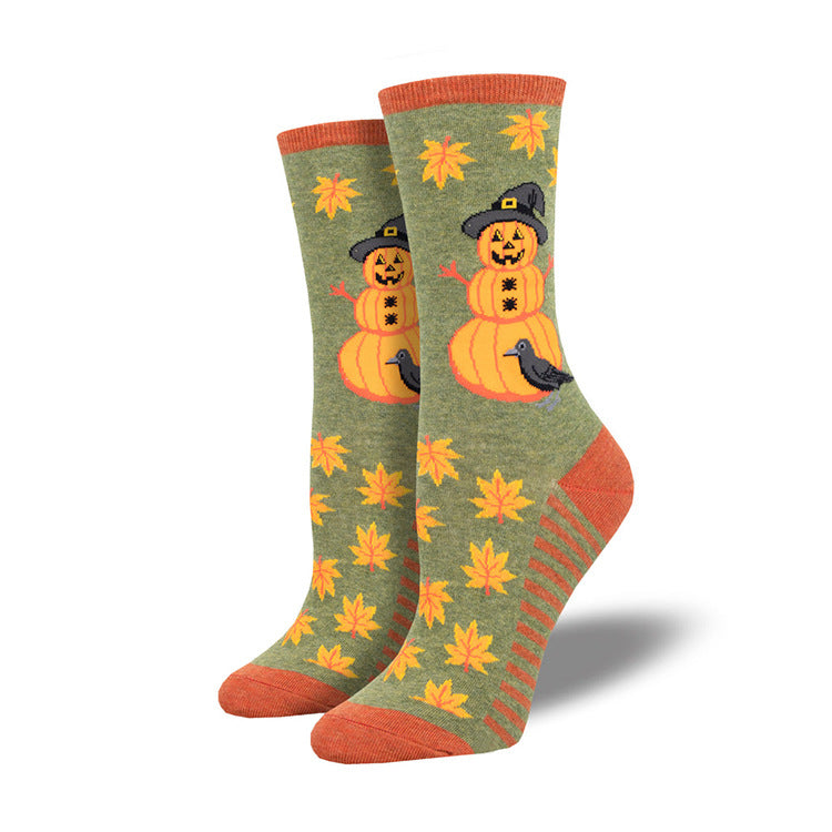 BamBam Halloween Creative Funny Pumpkin Jacquard Trendy Socks For Men And Women Mid-Calf Socks - BamBam