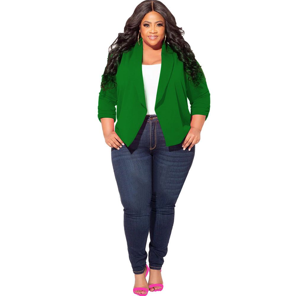 BamBam Plus Size Women Solid Long Sleeve Blazer - BamBam Clothing