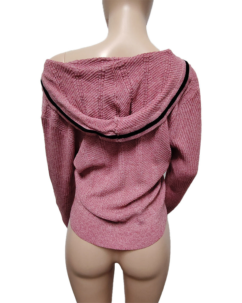 BamBam Women contrast color irregular knitting cardigan sweater - BamBam