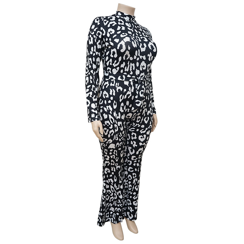 BamBam Plus Size Spring Formal Leopard Jumpsuit - BamBam Clothing