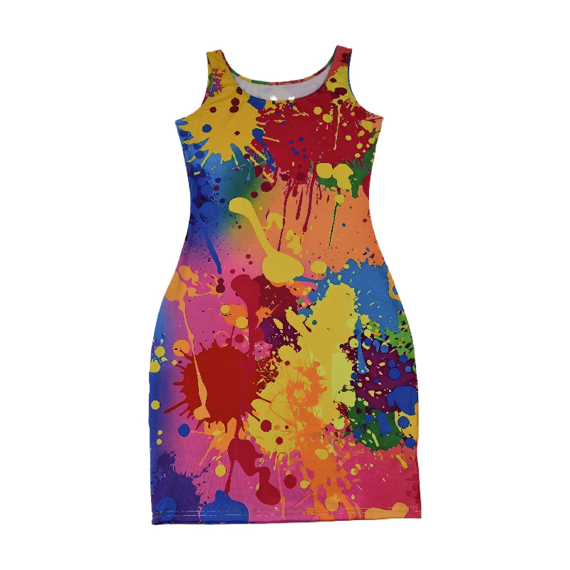 BamBam Sexy Multicolor Print Straps Bodycon Dress - BamBam Clothing