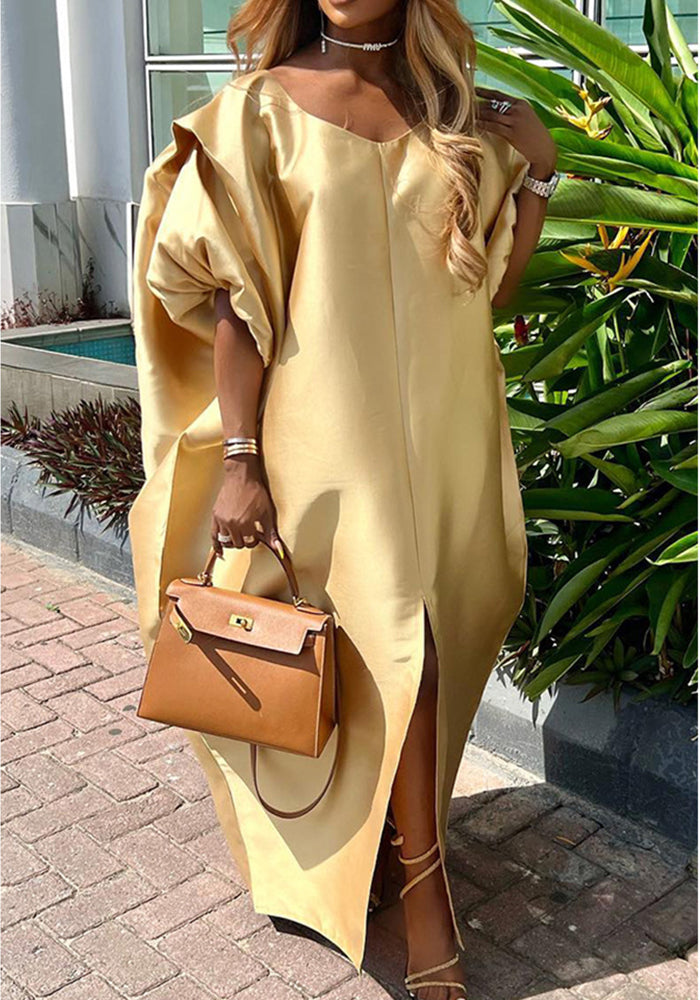 Solid Color Satin Loose Dress