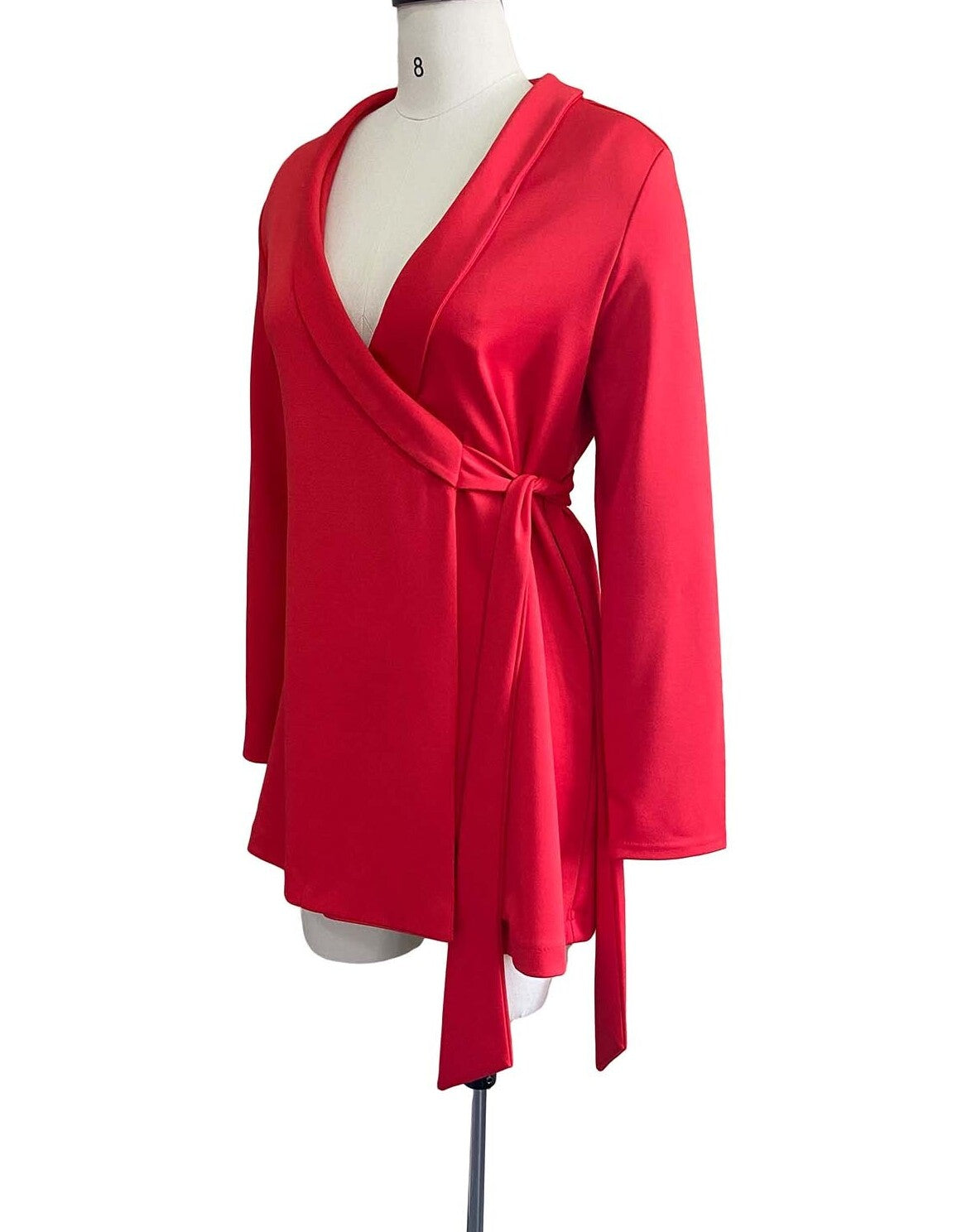 BamBam Fall Professional Red Long Sleeve Knotted Blazer Dress - BamBam Clothing