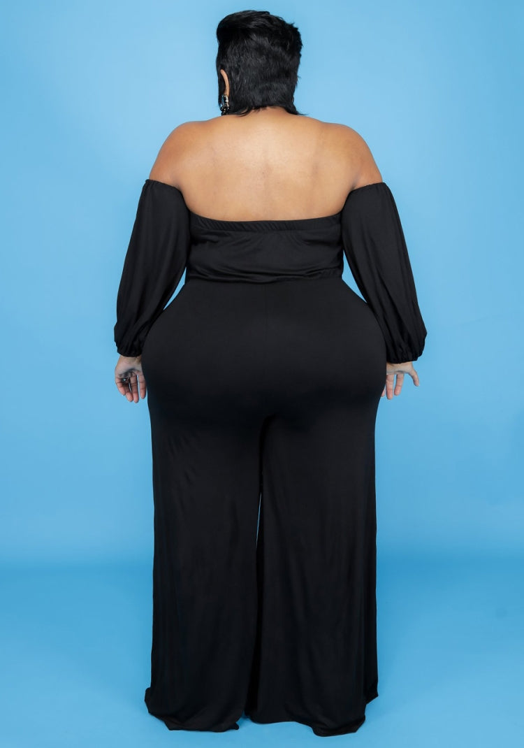 BamBam Fall Plus Size Black Off Shoulder Loose Jumpsuit - BamBam Clothing