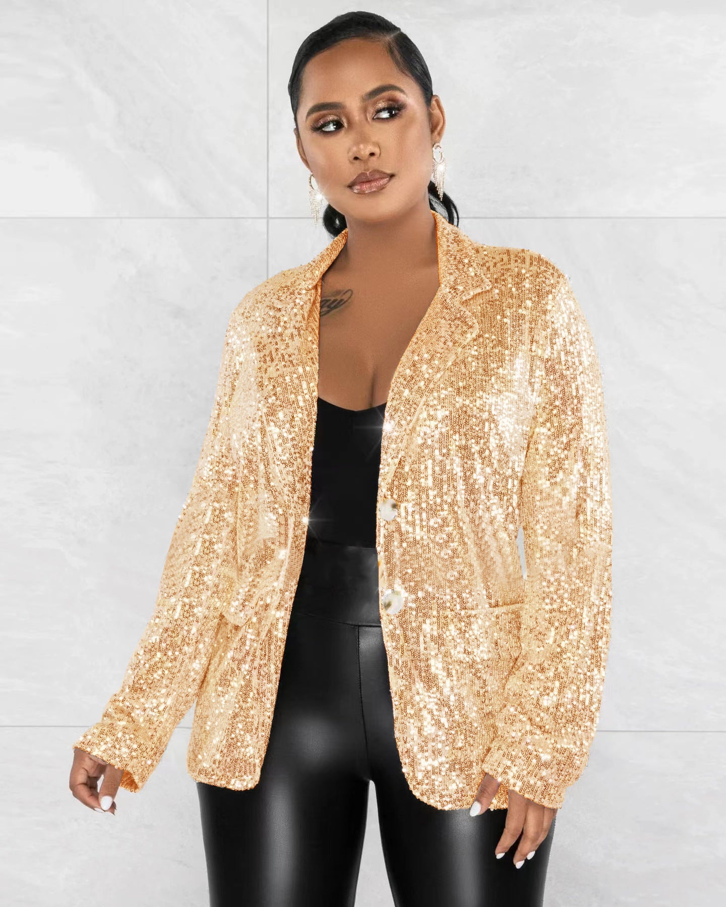 BamBam Women's Casual Sequin Blazer - BamBam Clothing