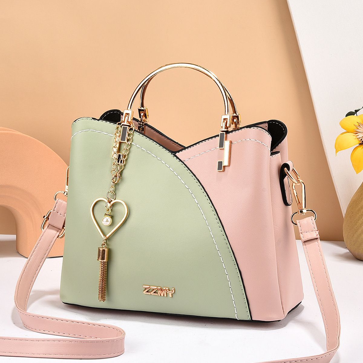 BamBam Patchwork Handbag Women's Bag Fashionable And Versatile Pu Leather Stylish Shoulder Crossbody Bag - BamBam