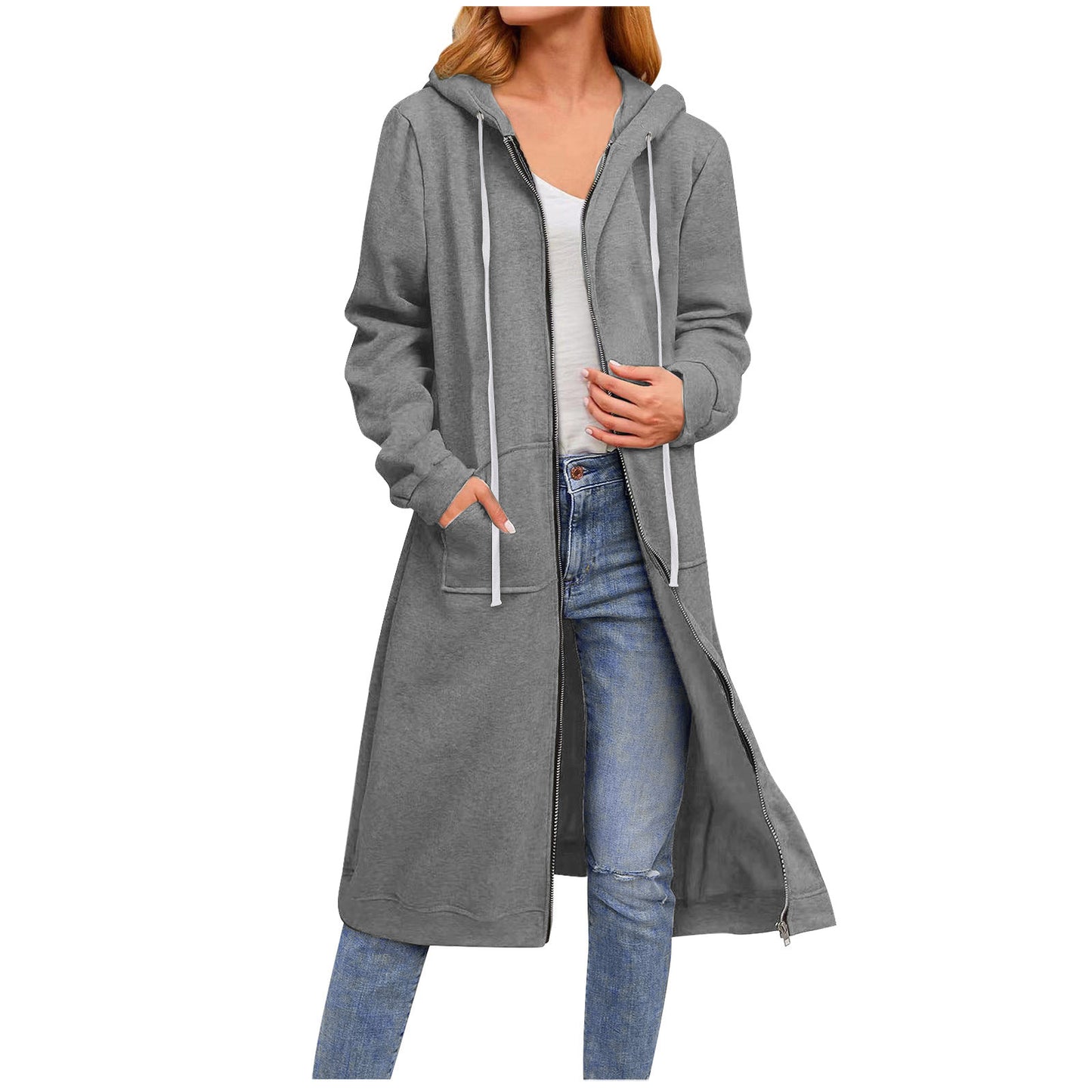 BamBam Women Warm Loose Zippered Hooded Jacket - BamBam