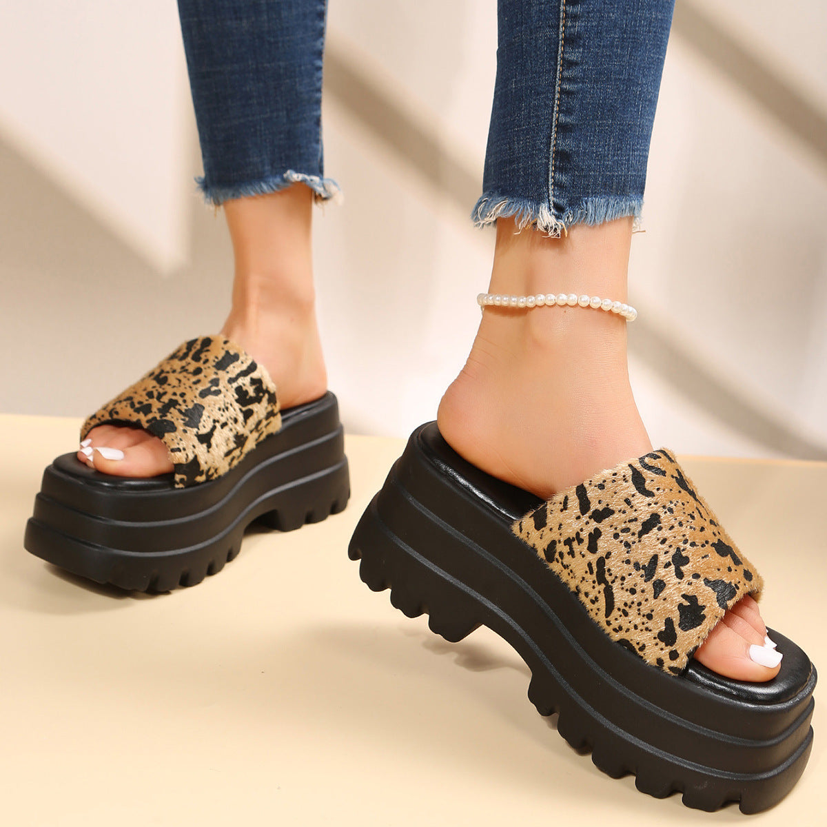 BamBam Summer Style Open Toe Wedge Sandals And Slippers Women's Platform Bottom Sandals Thick Bottom Slippers Outdoor - BamBam