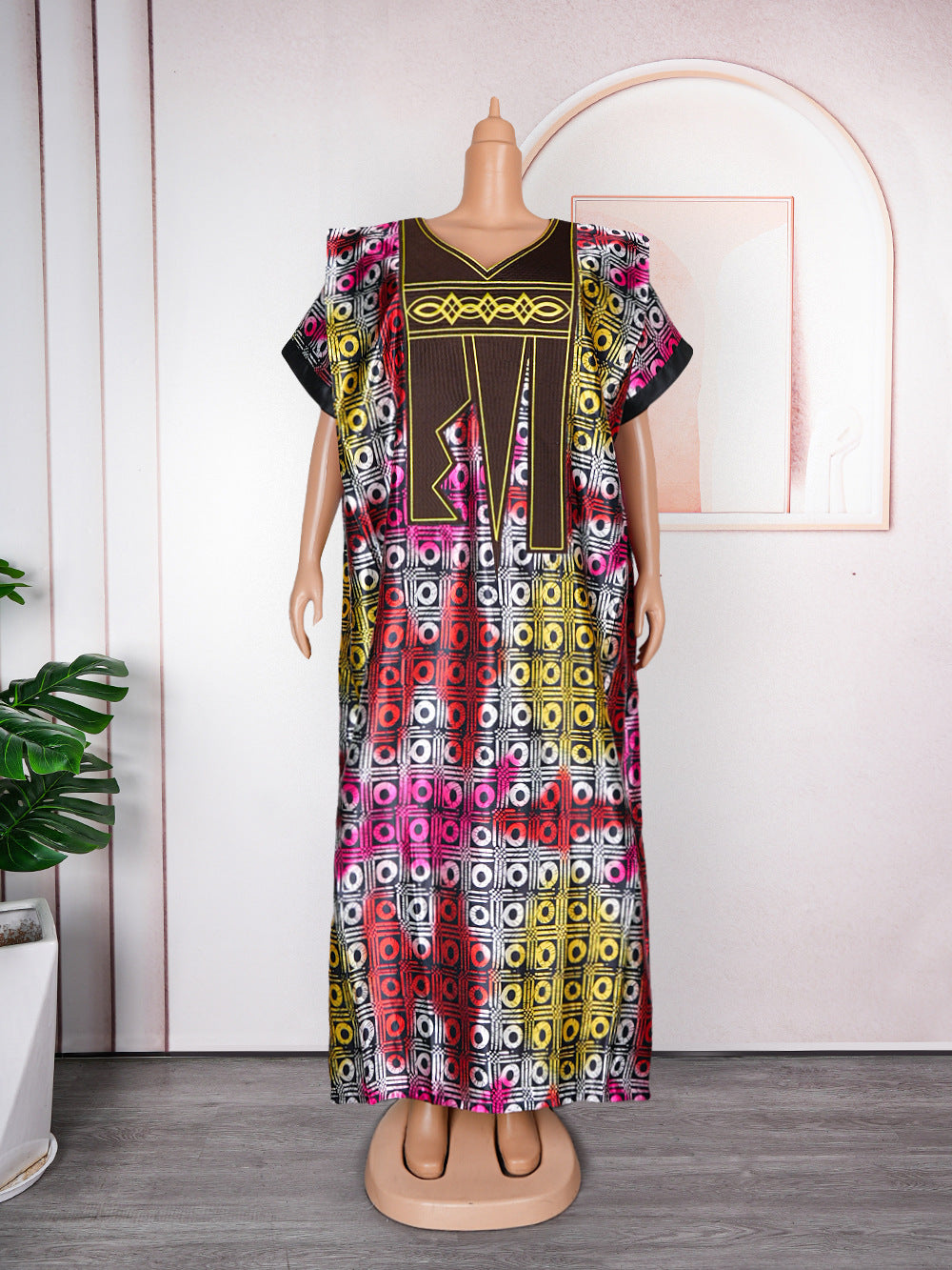 BamBam African Plus Size Women Printed Embroidered Embroidered Dress - BamBam