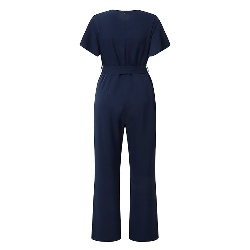 BamBam Summer Women V-neck tie short-sleeved Jumpsuit - BamBam Clothing