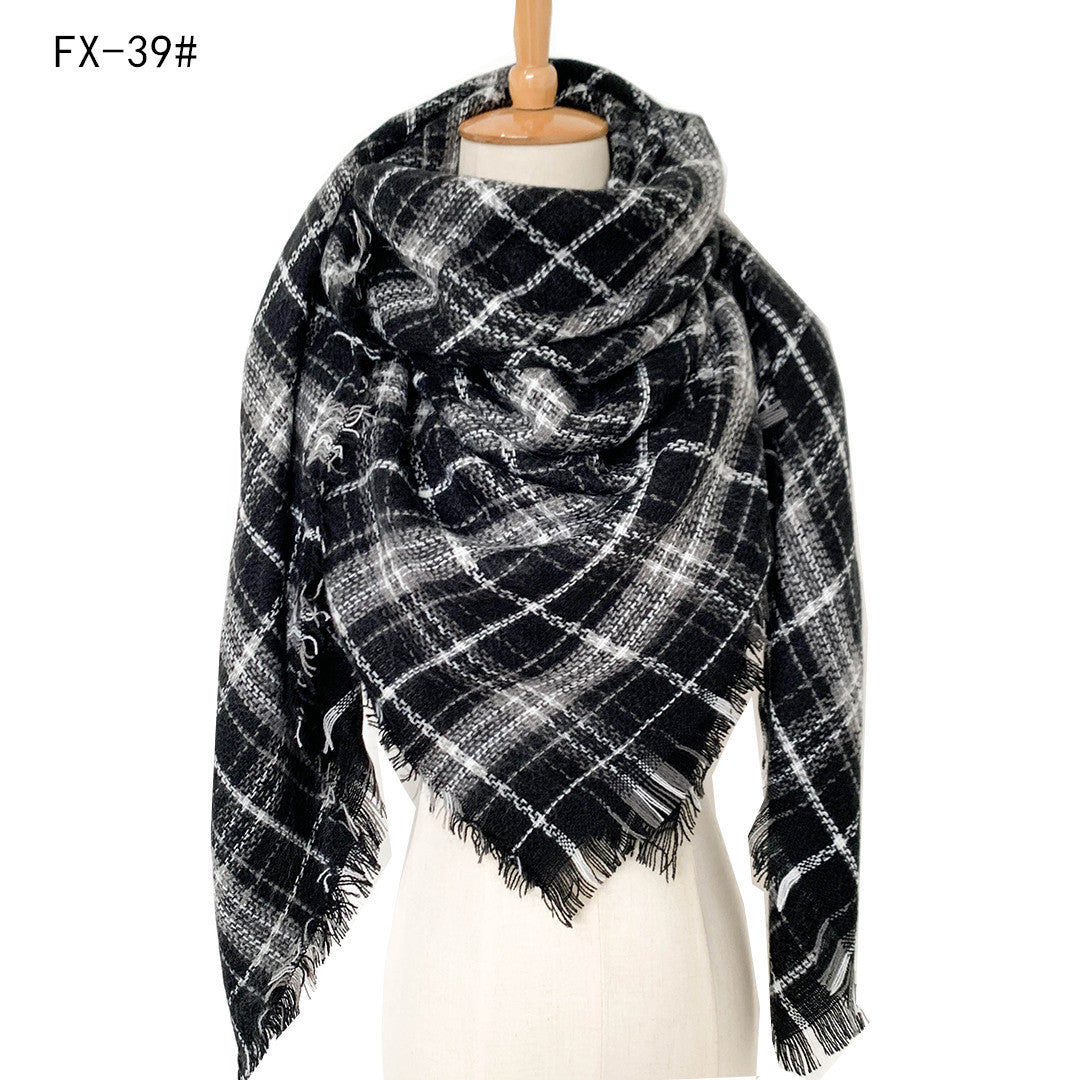 BamBam Autumn and winter imitation cashmere plaid square scarf scarf shawl - BamBam