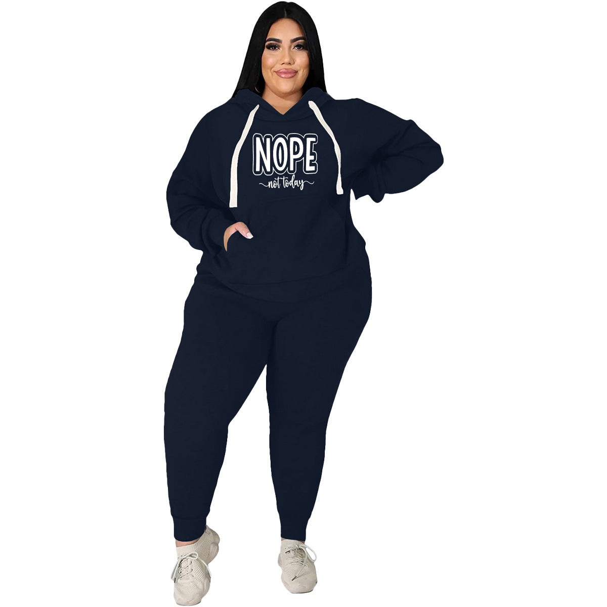 BamBam Plus Size Women's Sports Hoodies Casual Two-Piece Tracksuit Set - BamBam