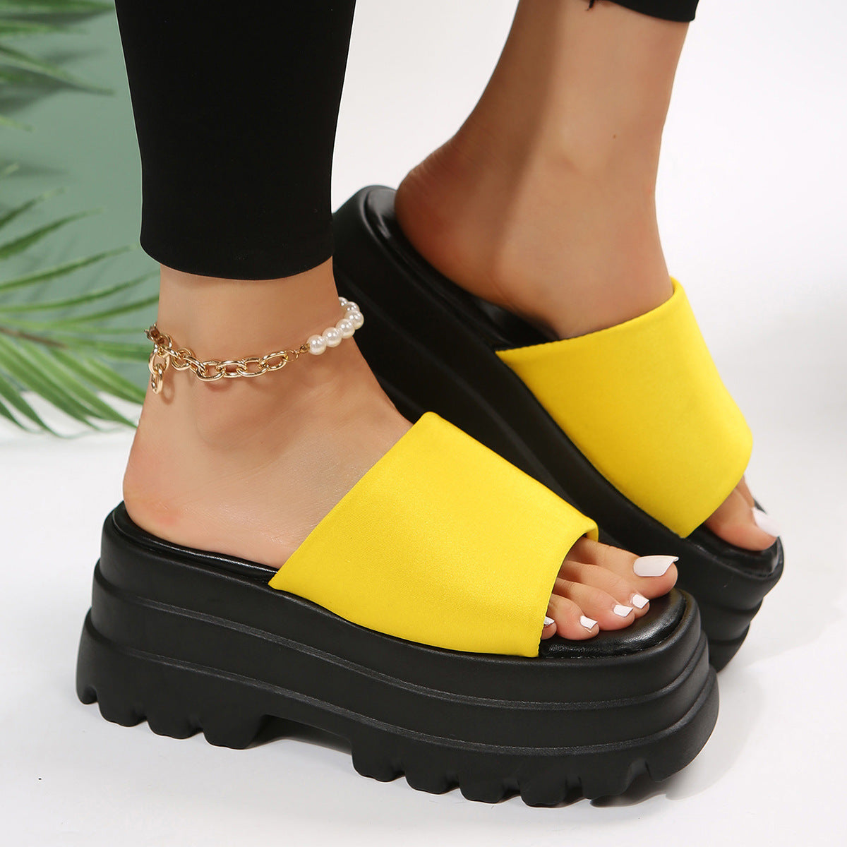 BamBam Summer Style Open Toe Wedge Sandals And Slippers Women's Platform Bottom Sandals Thick Bottom Slippers Outdoor - BamBam