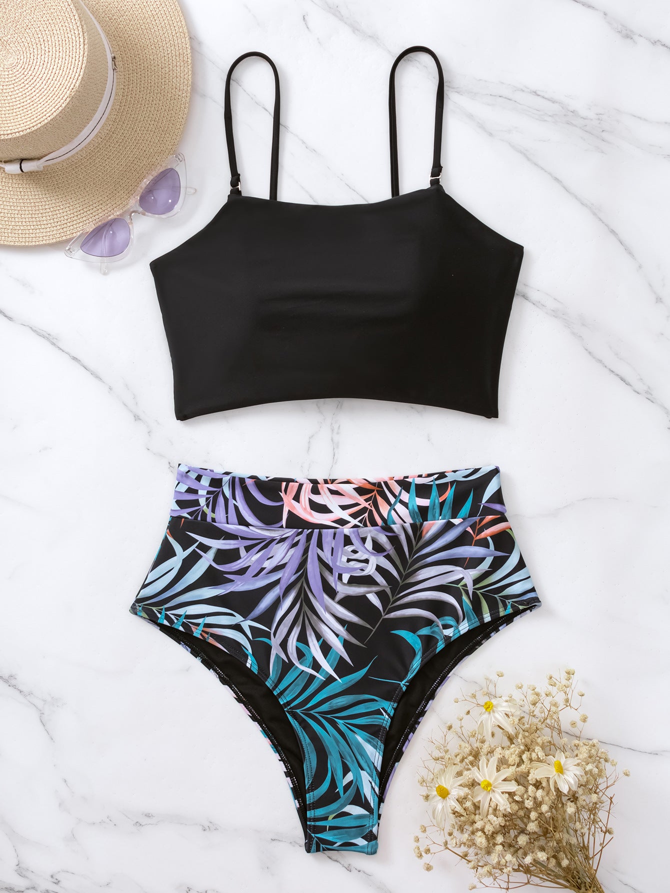 BamBam tie high waist print sexy Low Back bikini swimsuit - BamBam