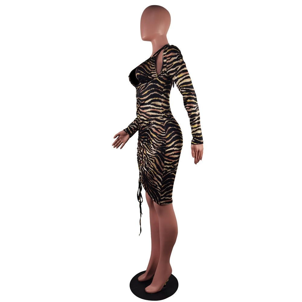 BamBam Autumn And Winter Women's Fashionable And Sexy Print Dress Two-Piece Set - BamBam Clothing