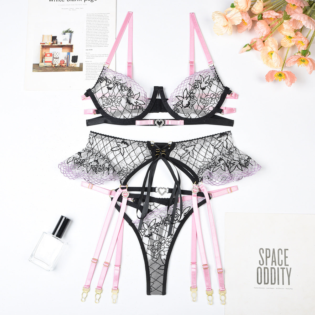 BamBam Sexy Underwear Three-Piece Rhinestone Lingerie Set - BamBam