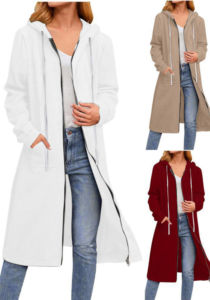 Women Warm Loose Zippered Hooded Jacket