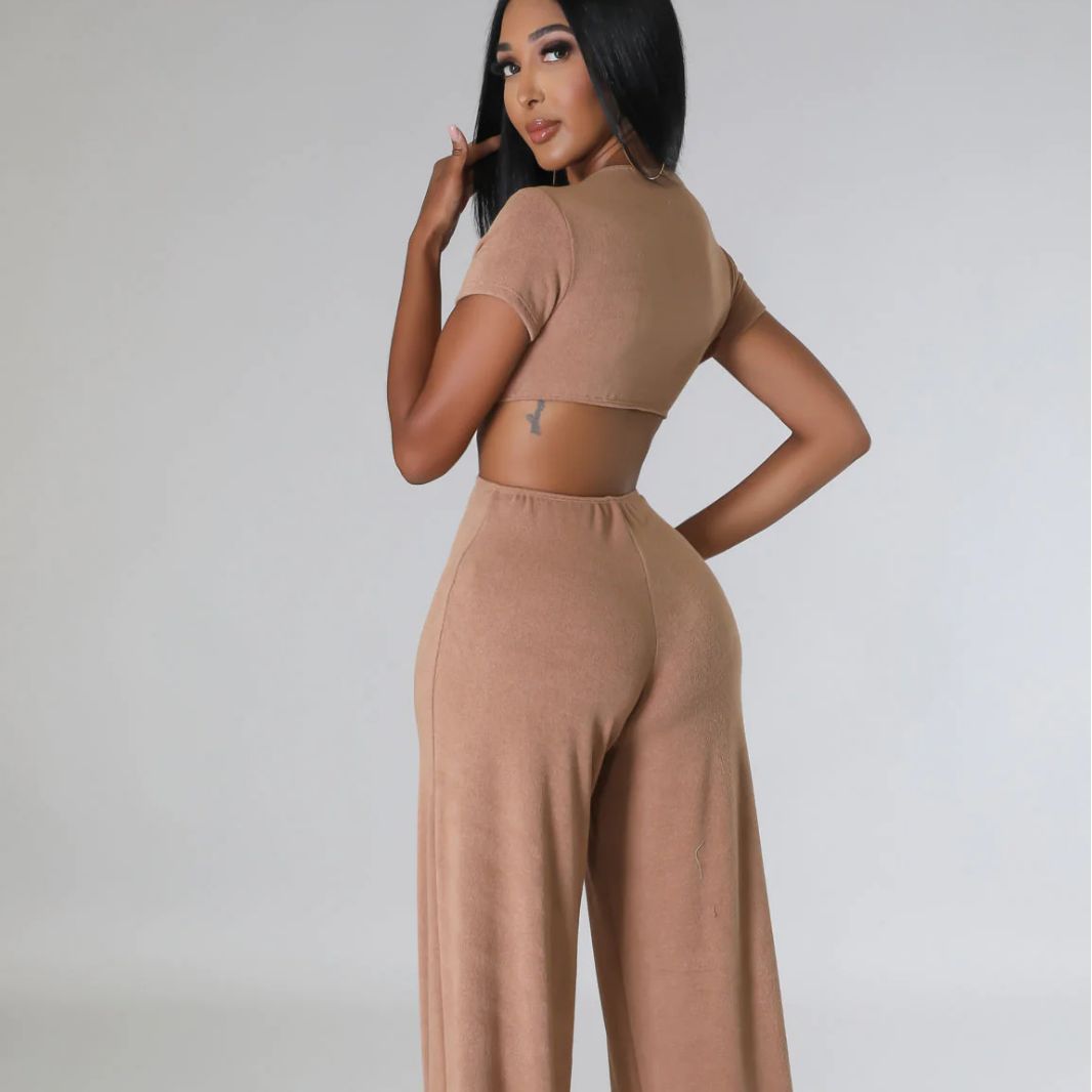 BamBam Sexy Patchwork Low Back Slim-Fitting Jumpsuit - BamBam Clothing