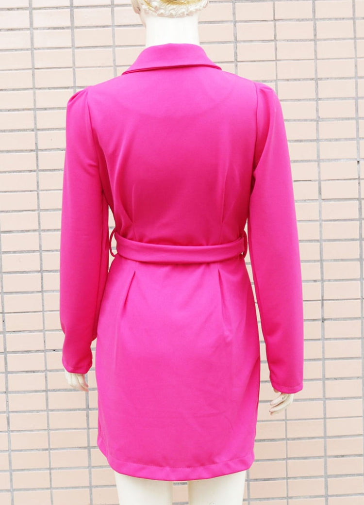 BamBam Autumn Rose Turndown Collar Office Blazer Dress with Belt - BamBam Clothing