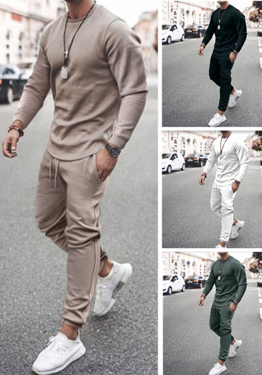 Men's long-sleeved Top and Pant sports two-piece set