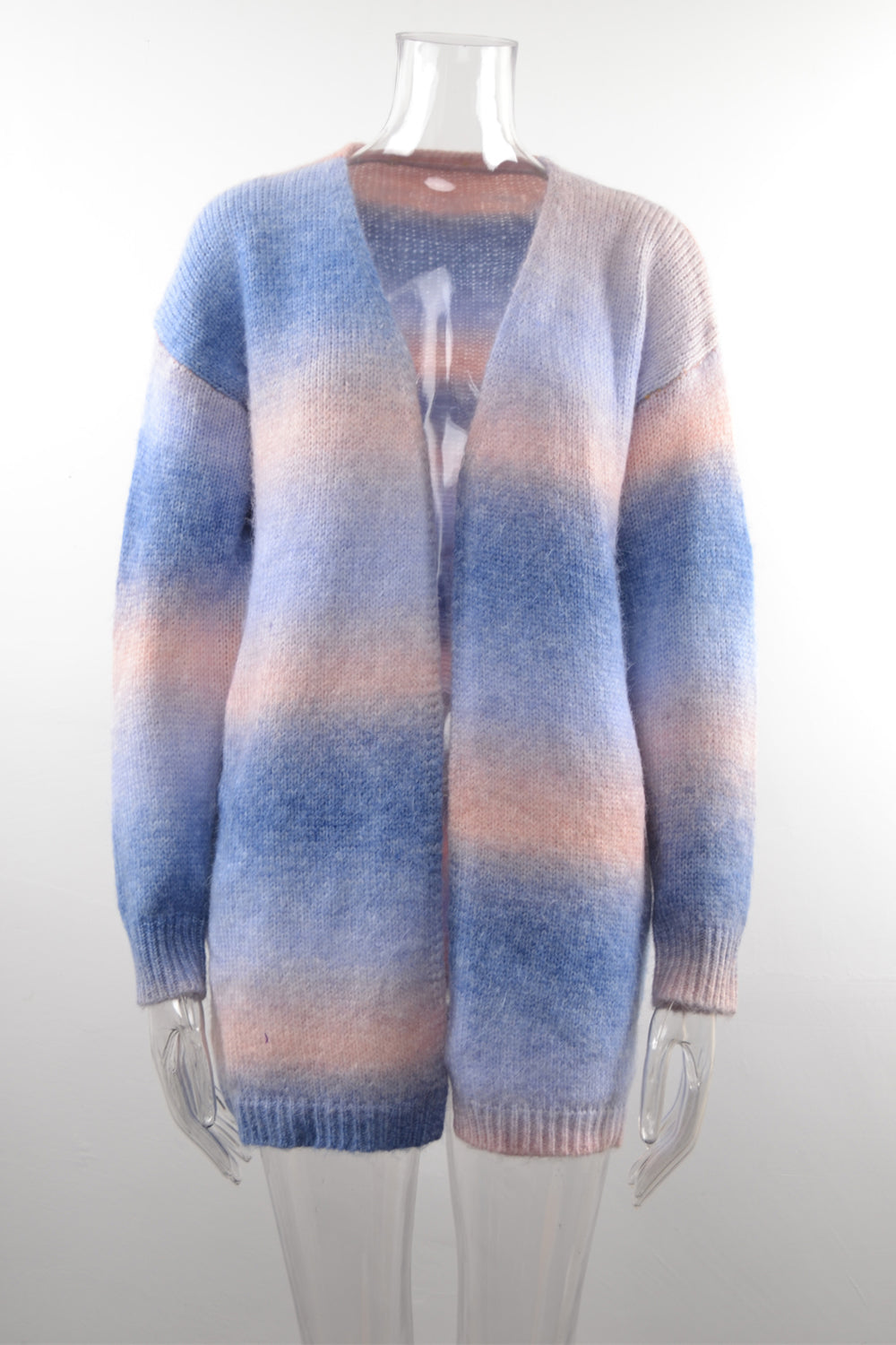 BamBam Winter Sweater Rainbow Tie Dye Plus Size Cardigan Women's Knitting Shirt Jacket - BamBam