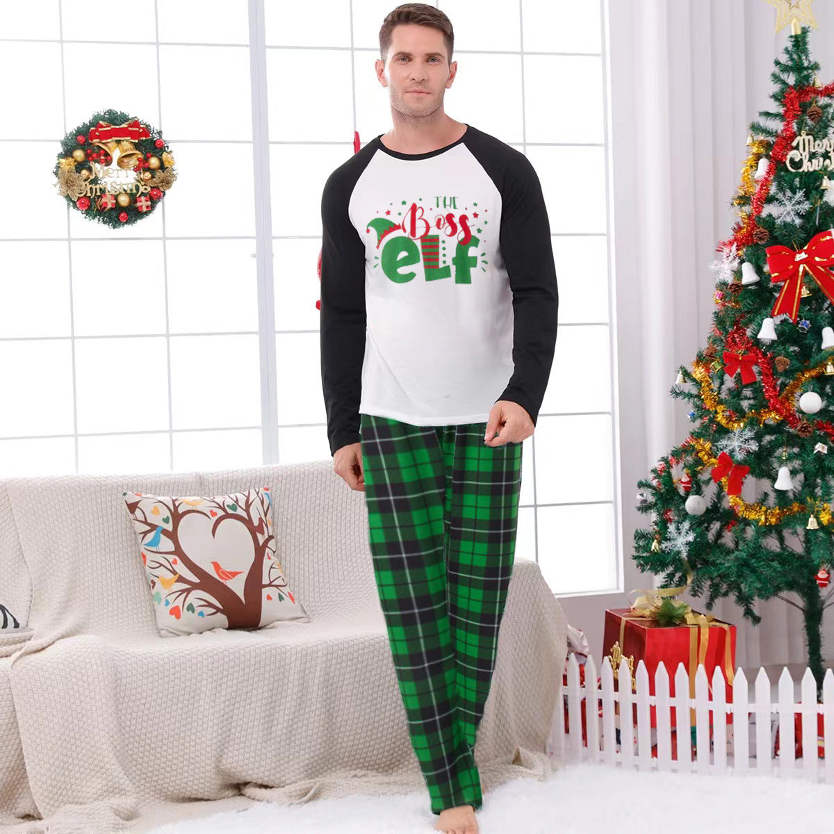 BamBam New Year's Parent-Child Family Outfits Spring And Autumn Letter Printed Christmas Pajamas Set For The Whole Family - BamBam