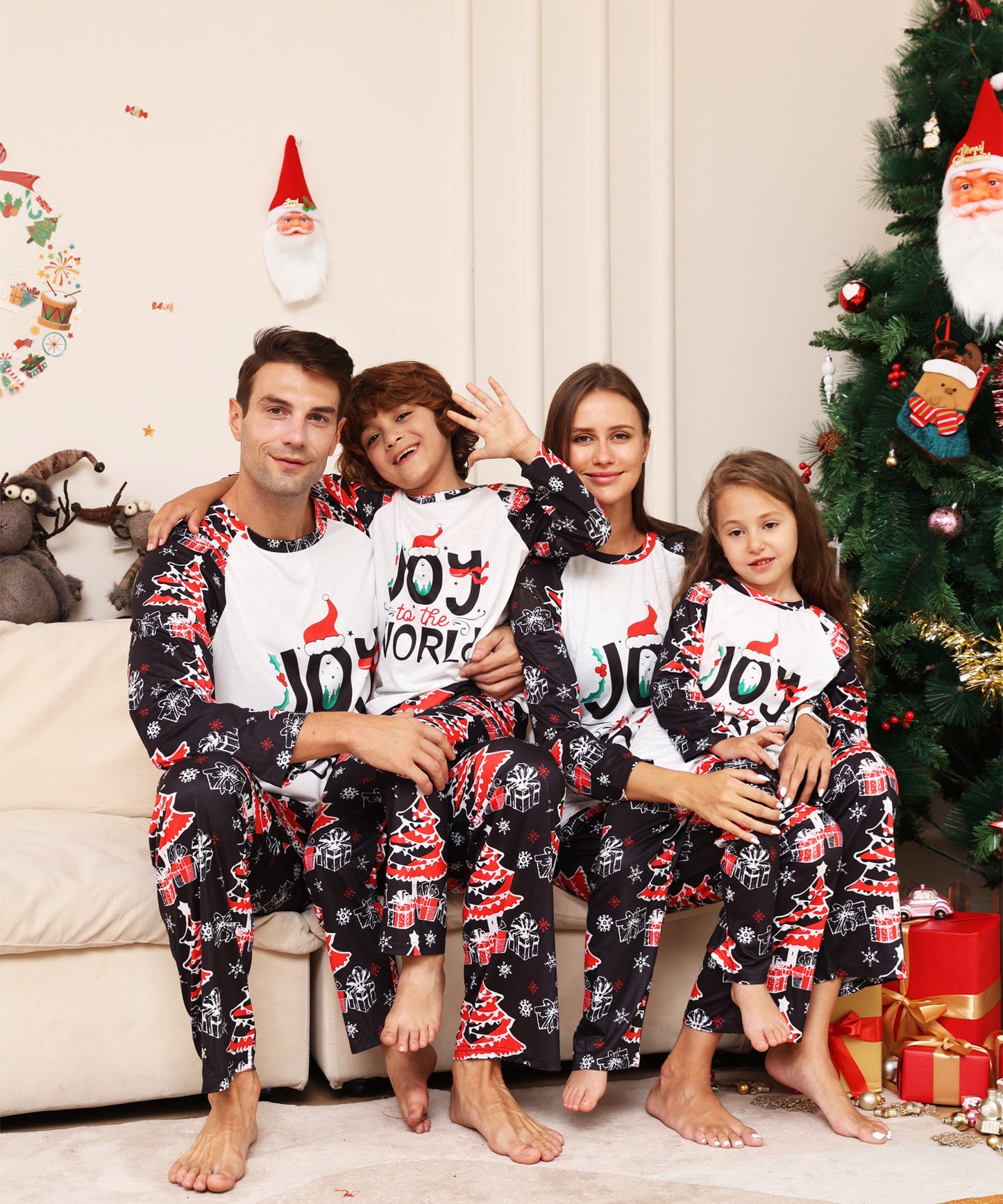 BamBam Letter Snowflake Star Printed Christmas Parent-Child Pajamas Outfit Home Clothes - BamBam