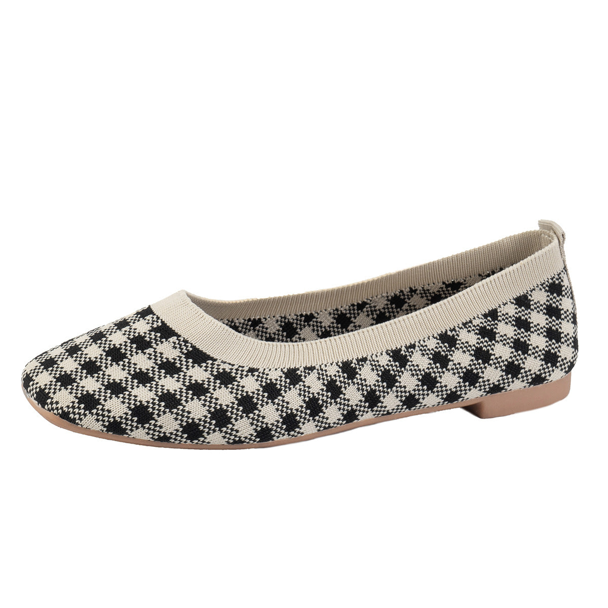BamBam Plus Size Houndstooth Women's Casual Shoes Spring And Autumn Slip-On Retro Women's Sock Shoes - BamBam