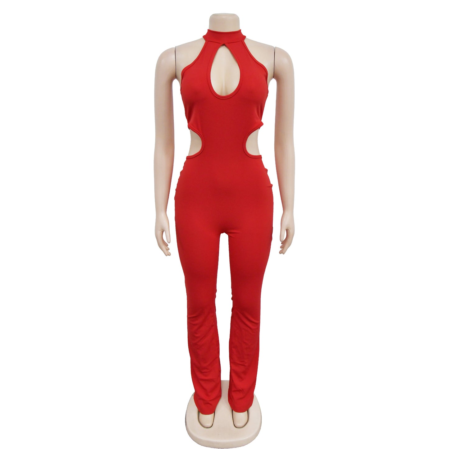 BamBam Women Solid Sexy Halter Neck Cutout Jumpsuit - BamBam Clothing