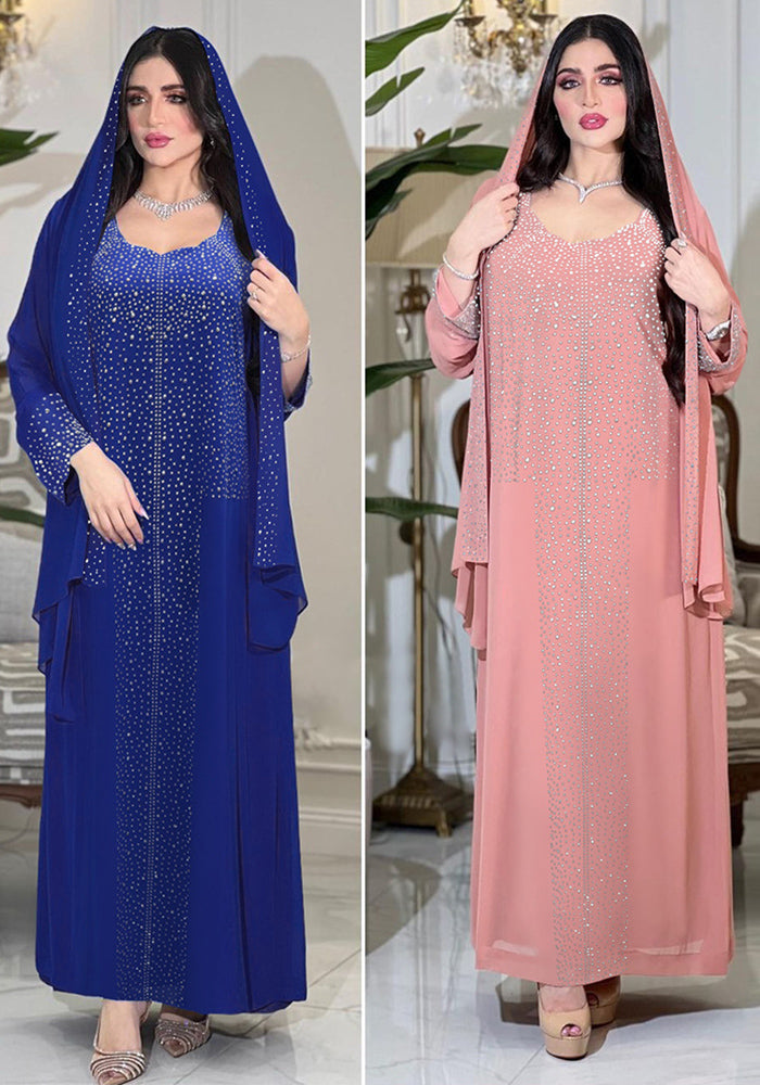 Women Arabian Beaded Chiffon Robe