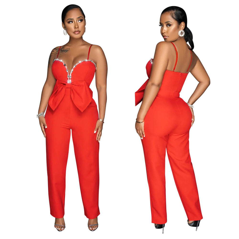 BamBam Diamond Chain Sexy Straps Style Slim Jumpsuit For Women Fashionable Women's Clothing - BamBam Clothing