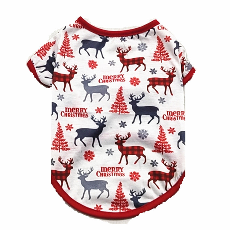 BamBam Christmas Dog Cartoon Print Cat Pet T-Shirt - BamBam