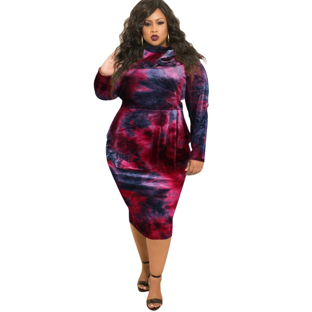 BamBam Plus Size Women Print Bow Bodycon Dress - BamBam