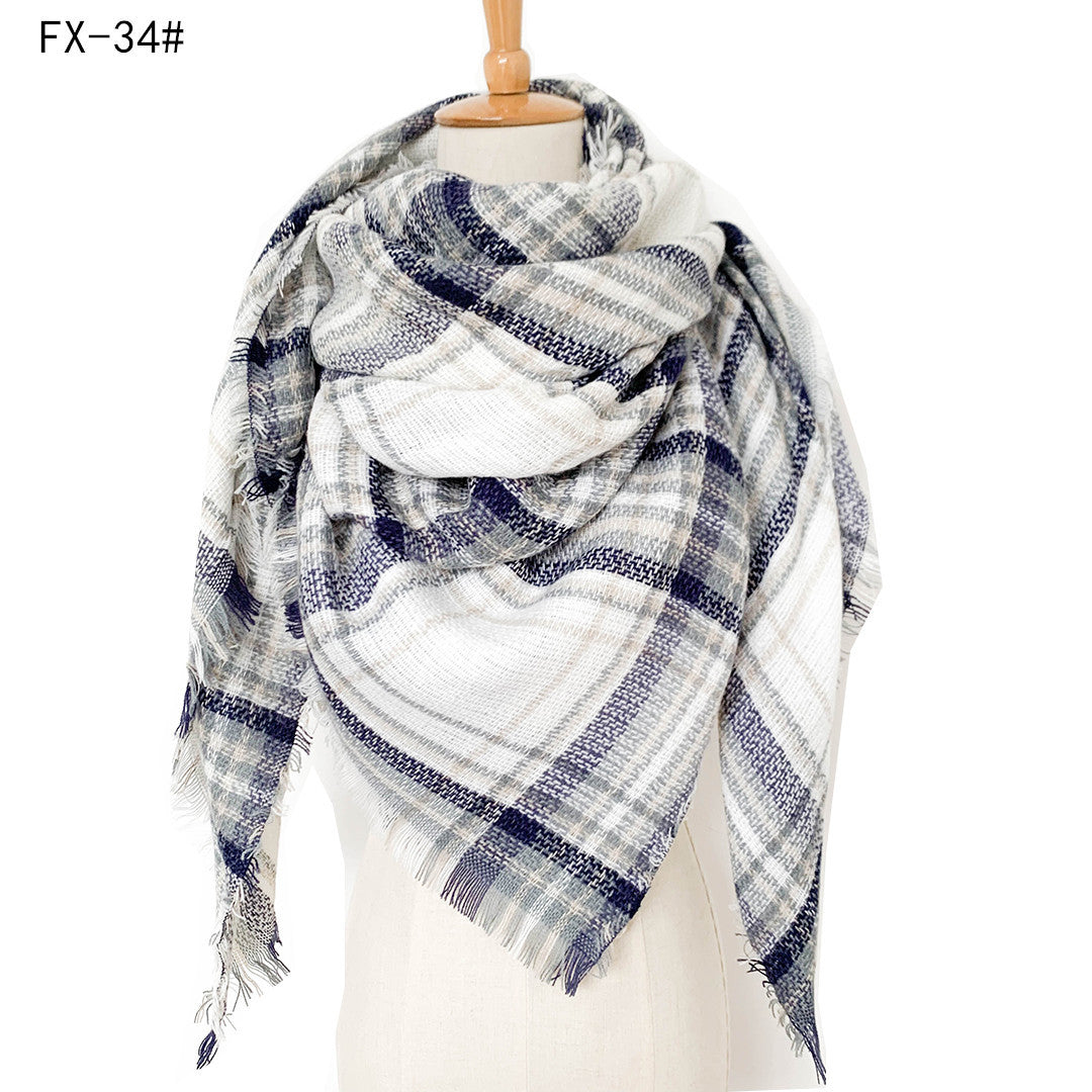 BamBam Autumn and winter imitation cashmere plaid square scarf scarf shawl - BamBam