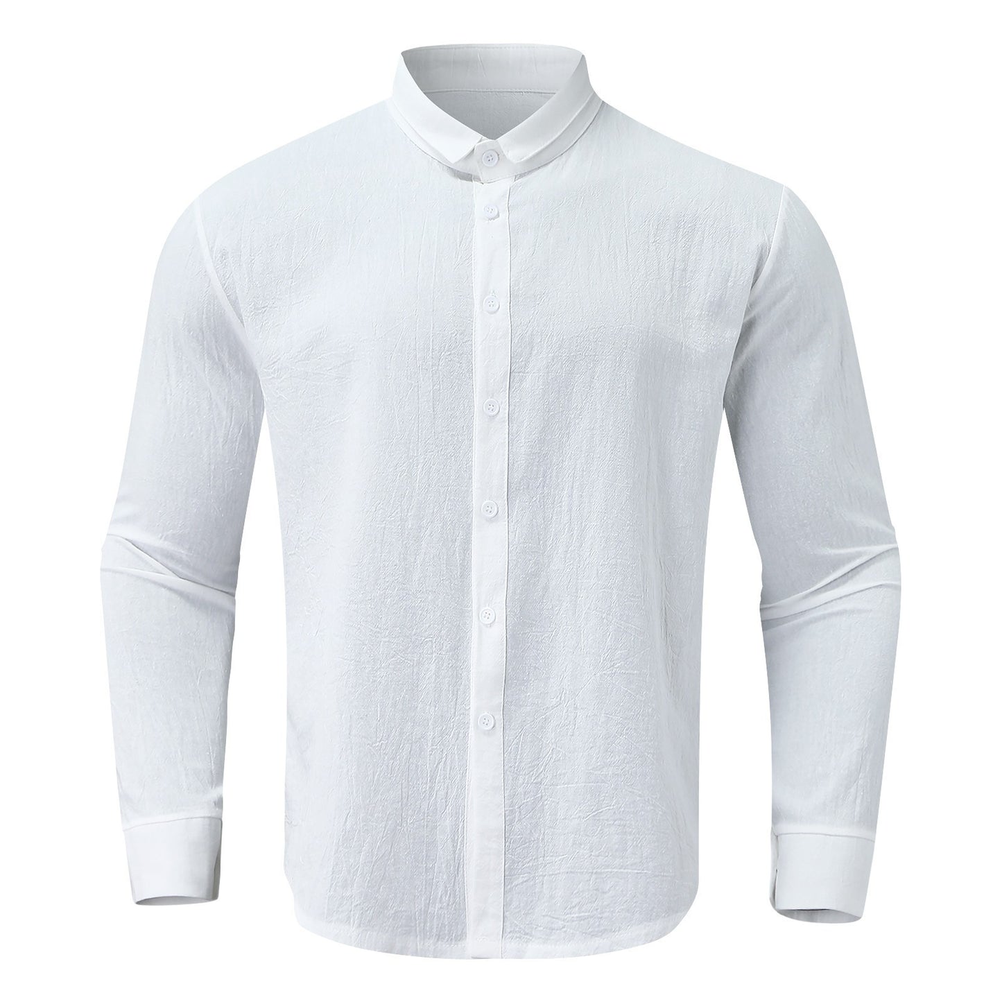 BamBam Men's Loose Business Long Sleeve Turndown Collar Shirt - BamBam