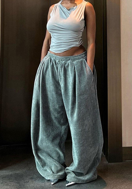 Women High Waist Casual Loose Straight Pant