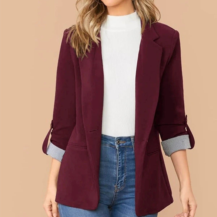 BamBam Autumn And Winter Fashion Patchwork Turndown Collar Slim Chic Blazer - BamBam Clothing