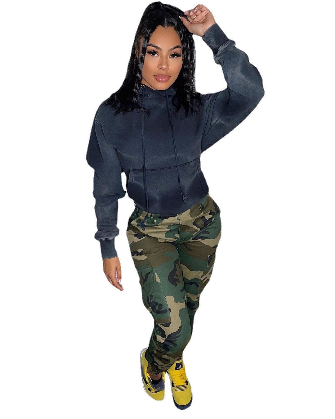 BamBam Women's Autumn Fashion Casual High Waist Straight Camouflage Pants - BamBam